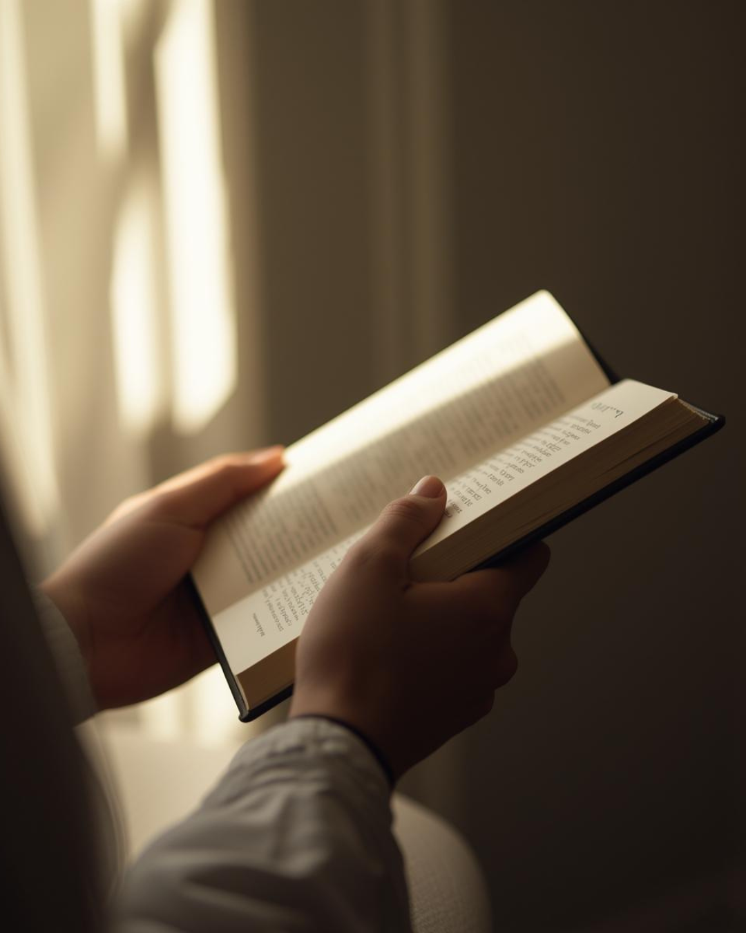 Detalle de una persona leyendo un libro como parte de su formación cristiana