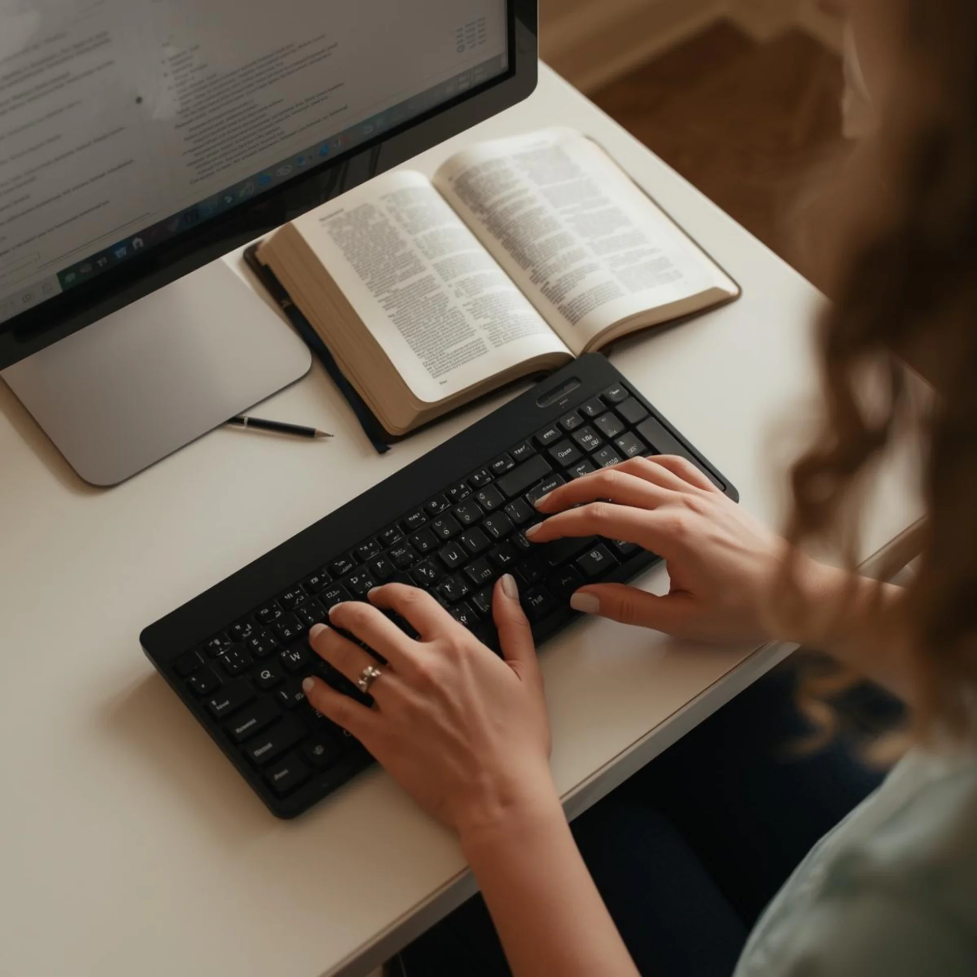 Persona escribiendo sobre su fe y caminar espiritual